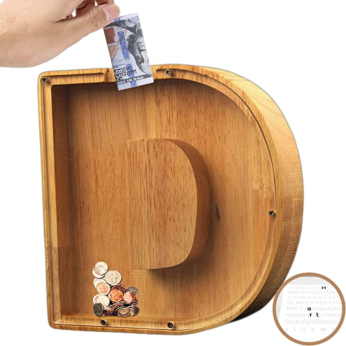🎁Best Children's Gift-💰👪 26 Letters personalized-wooden-letter-piggy-bank