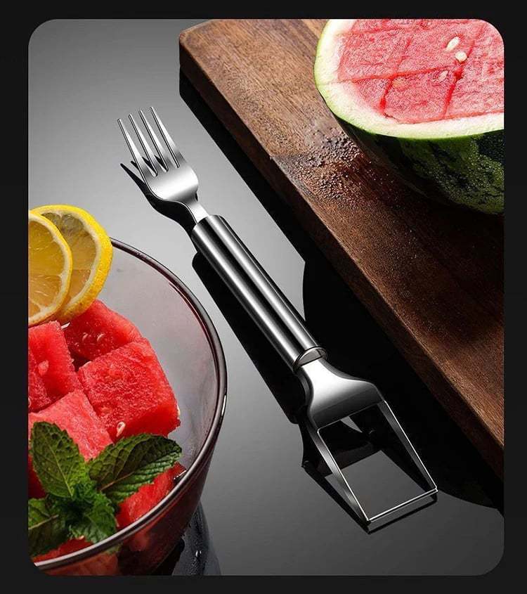 🍉 Effortless Fruit Prep-✨ 2-in-1 Fruit Cutter & Fork – For Quick and Easy Fruit Serving! 🍓