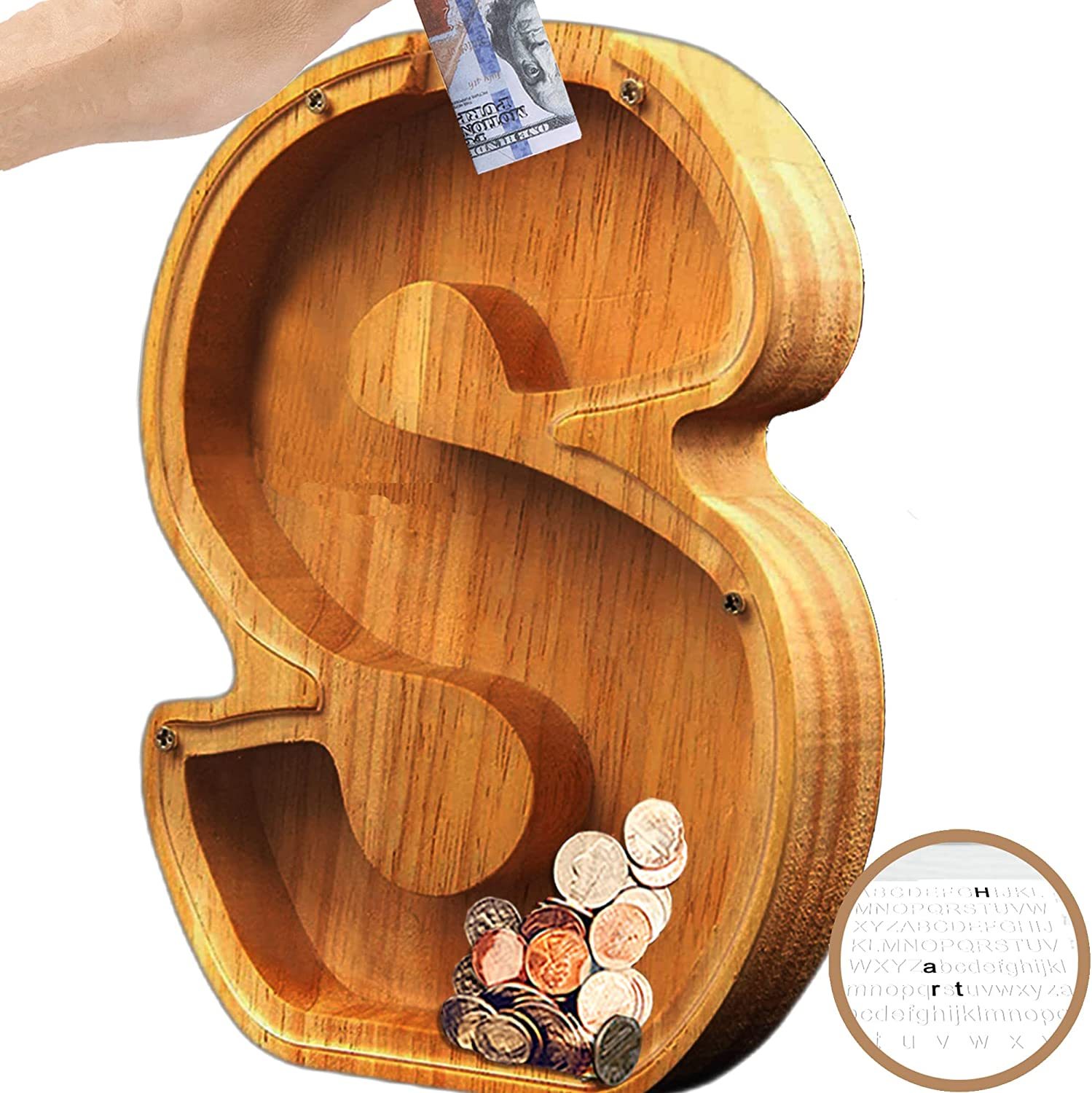 🎁Best Children's Gift-💰👪 26 Letters personalized-wooden-letter-piggy-bank