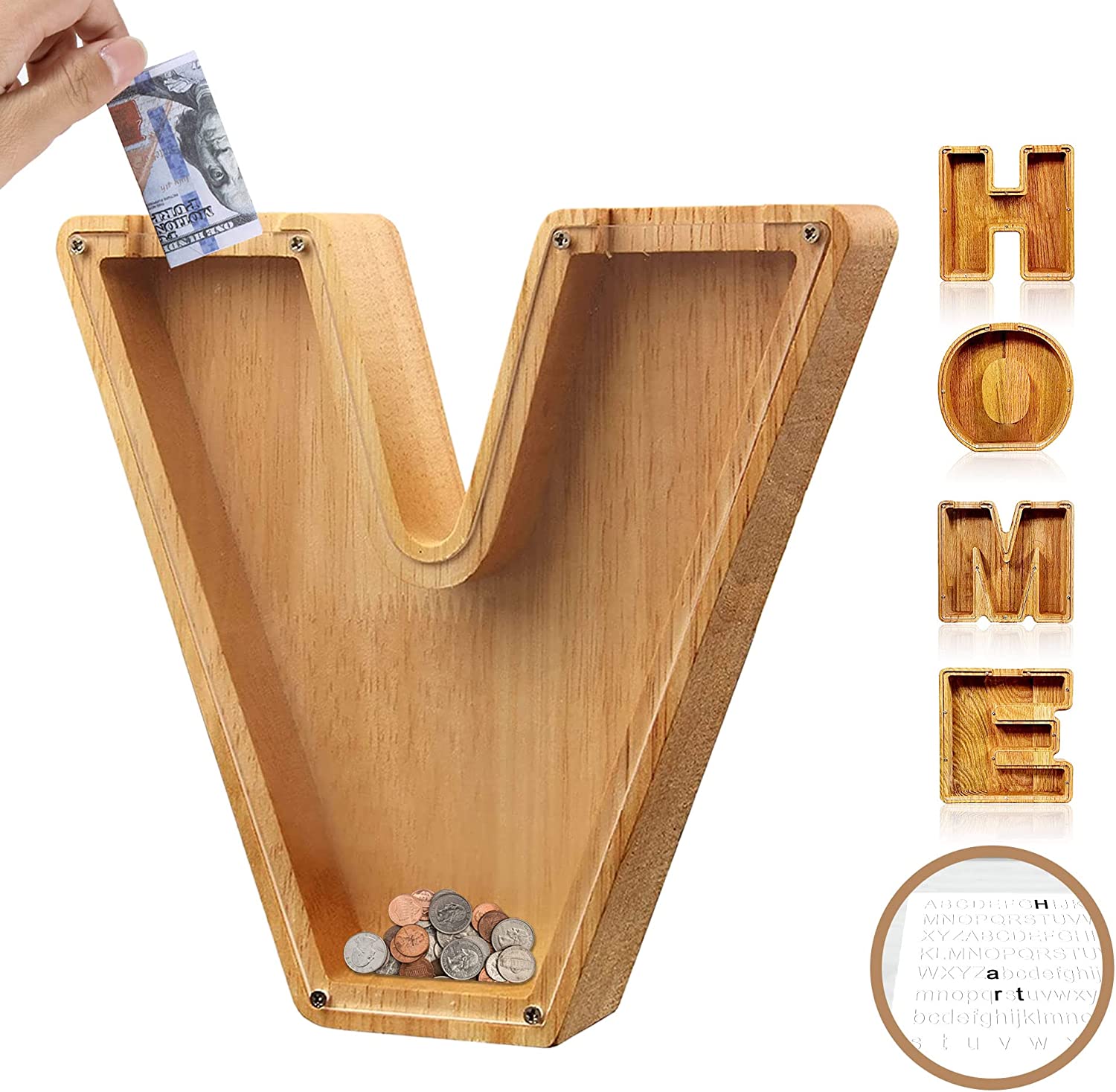 🎁Best Children's Gift-💰👪 26 Letters personalized-wooden-letter-piggy-bank