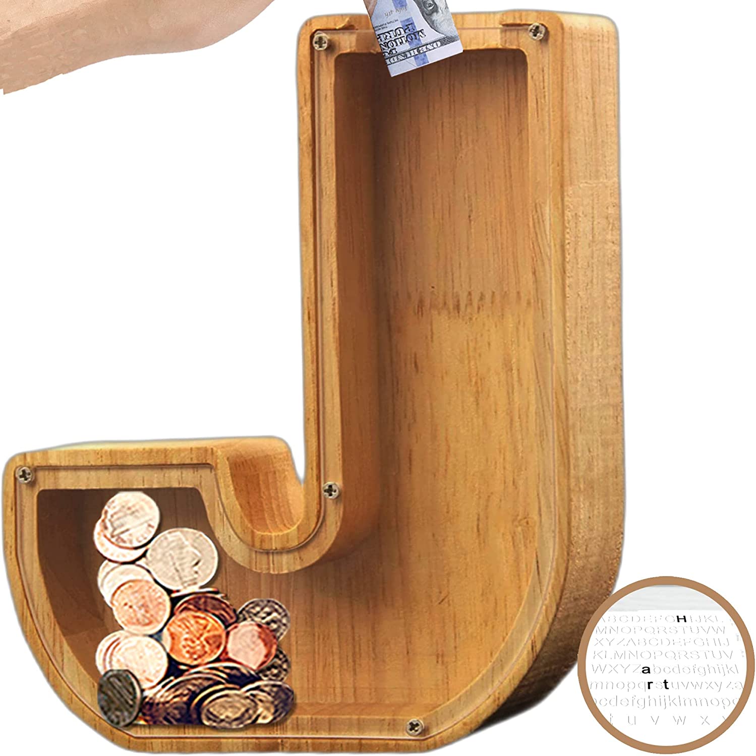 🎁Best Children's Gift-💰👪 26 Letters personalized-wooden-letter-piggy-bank