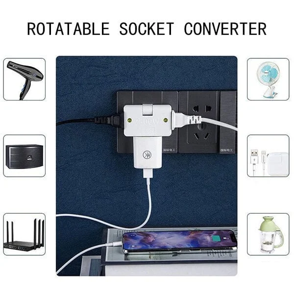 (🔥Last Day Promotion)🔥Rotatable Socket Converter One In Three 180 Degree Extension Plug