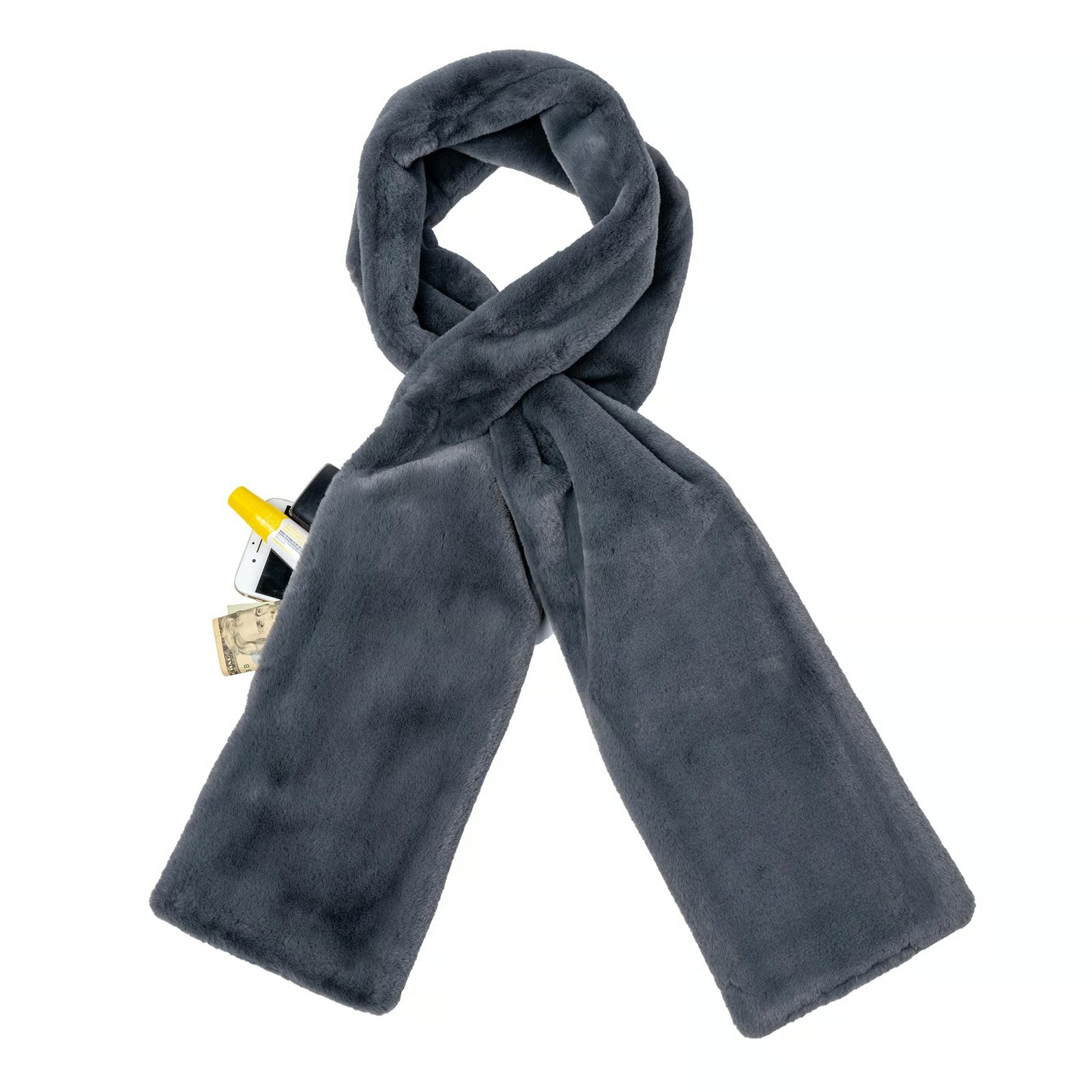 Holiday Mega Sale Save 50%🔥Women's Ultra-Soft Faux Fur Pull-Through Scarf with Hidden Zipper Pocket