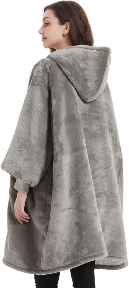 KFUBUO Adult Grey Hoodie Blanket for Mom