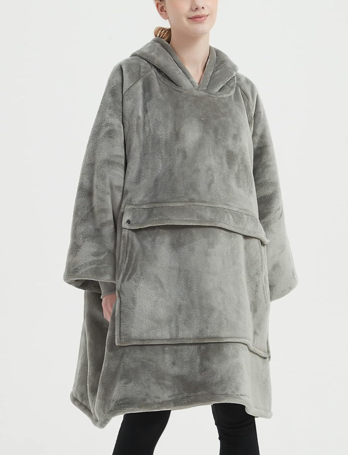 KFUBUO Adult Grey Hoodie Blanket for Mom