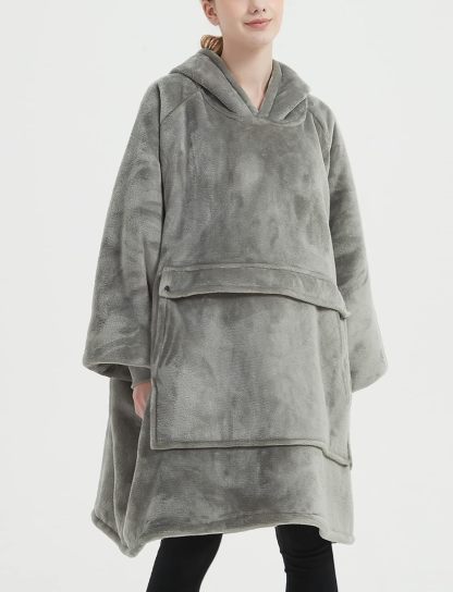 KFUBUO Adult Grey Hoodie Blanket for Mom