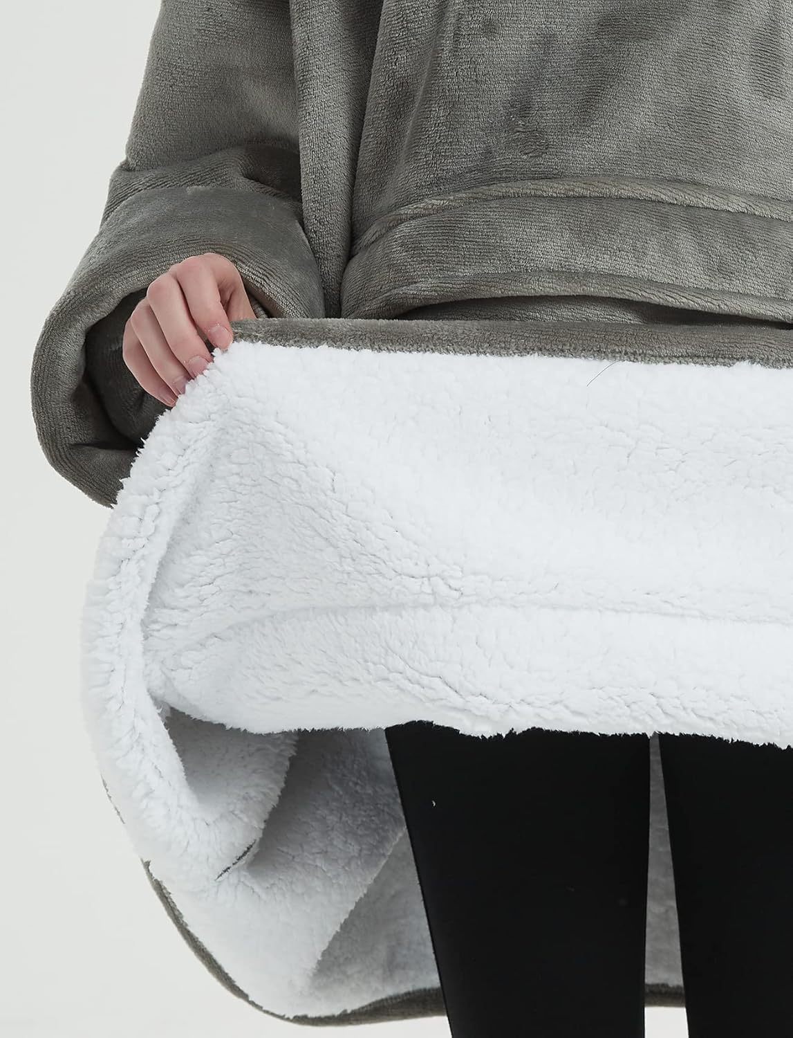 KFUBUO Adult Grey Hoodie Blanket for Mom