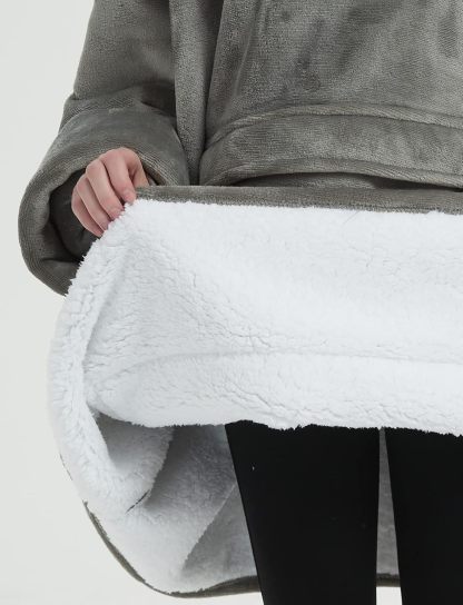 KFUBUO Adult Grey Hoodie Blanket for Mom