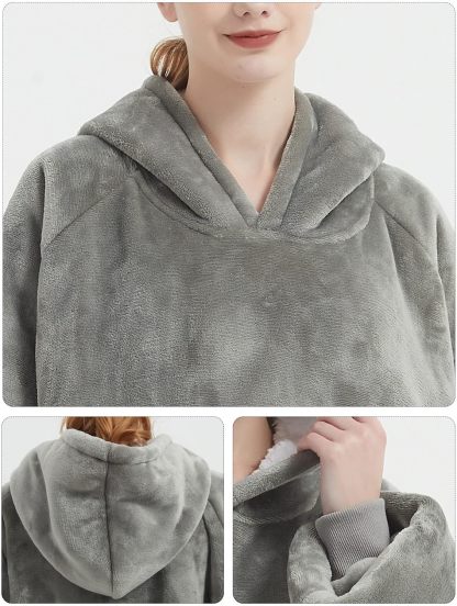 KFUBUO Adult Grey Hoodie Blanket for Mom