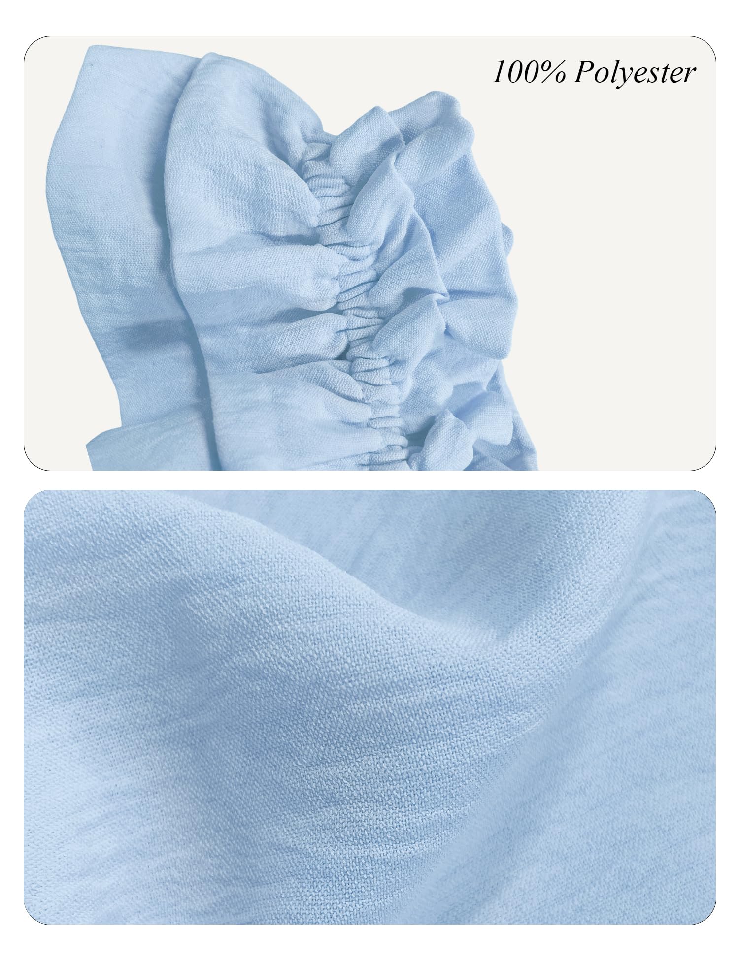 KFUBUO Womens Blue Pajamas Set 2 Piece Ruffle Pj Soft Cami Top and Pants Sleepwear Set Bridal Pajama for Women Set