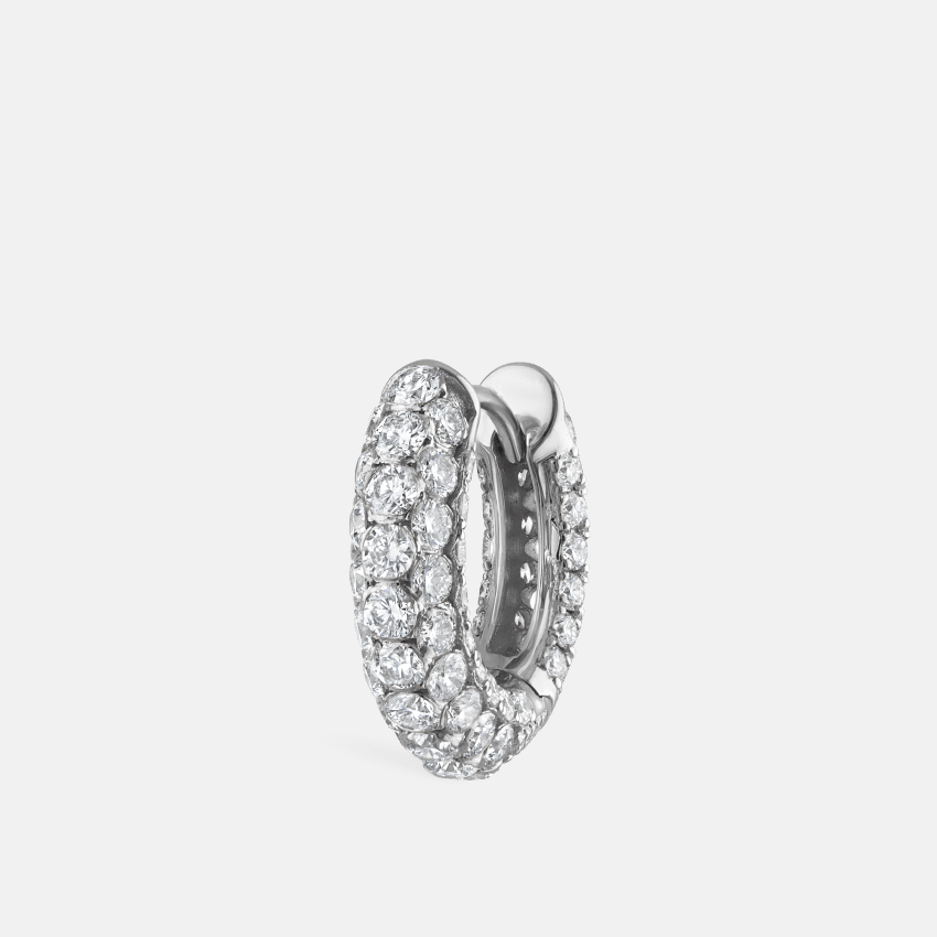 Set Diamond Three Row Hoop Earring