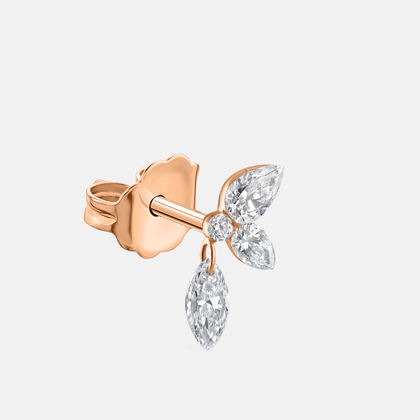 Marquise Pear Diamond Leaf Stud Earring