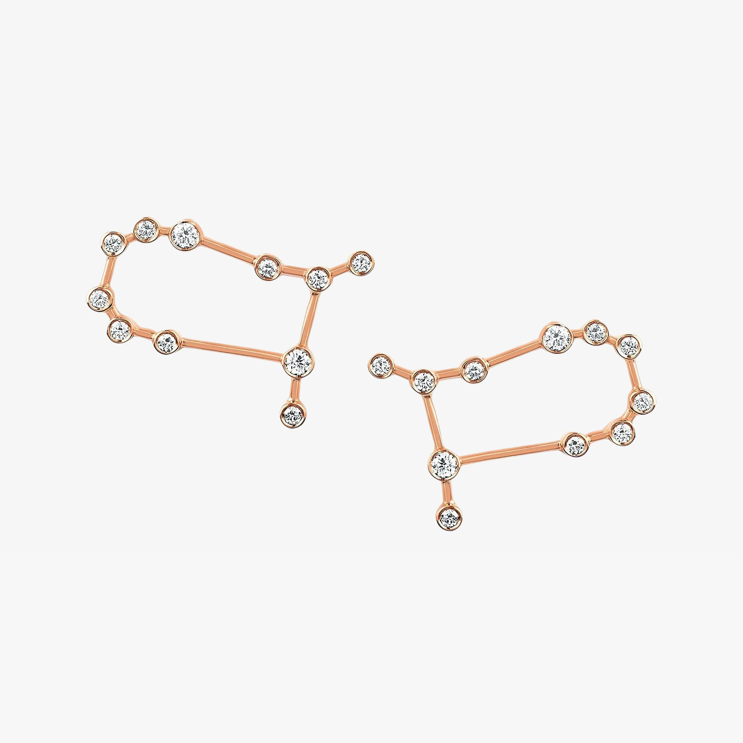 Gemini Diamond Constellation Studs Earrings