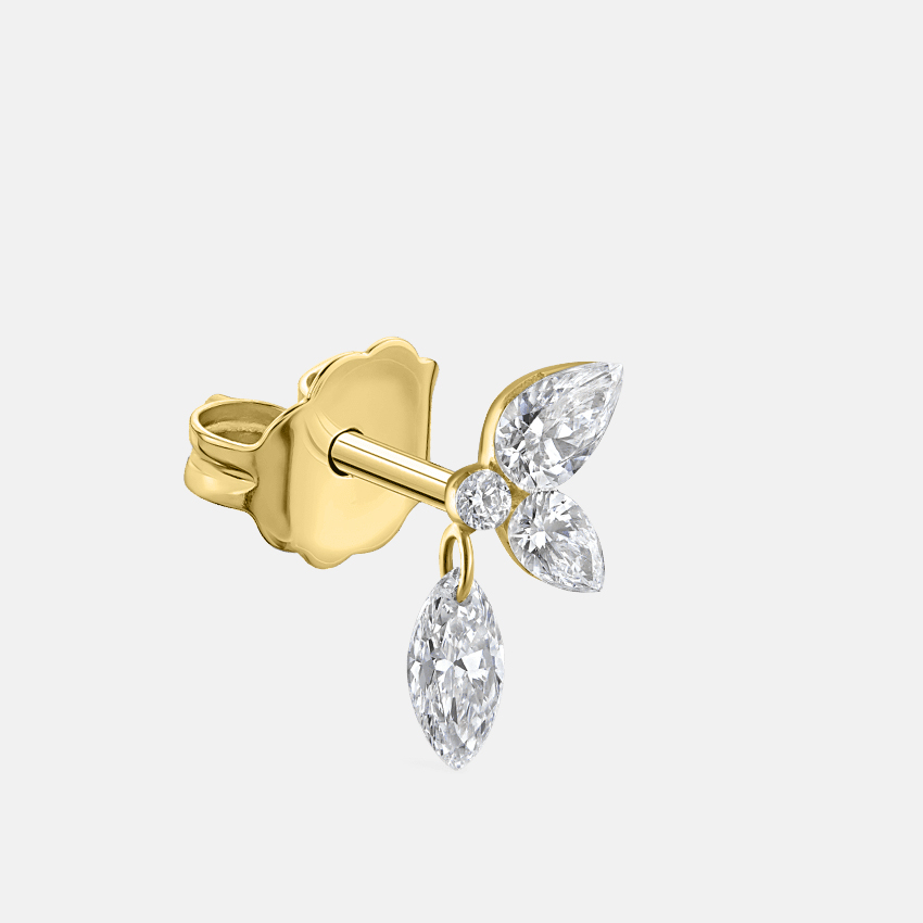 Marquise Pear Diamond Leaf Stud Earring