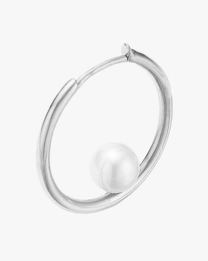 White Pearls Huggie Hoop Earrings