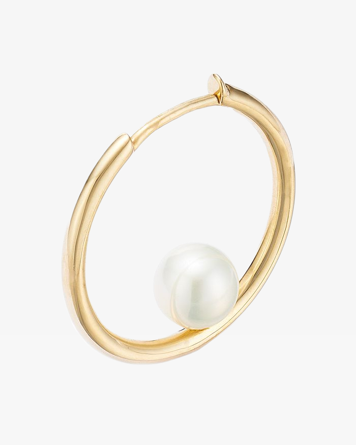 White Pearls Huggie Hoop Earrings