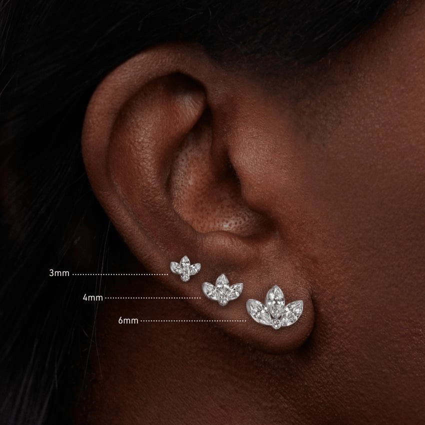 Set Diamond Lotus Stud Earring