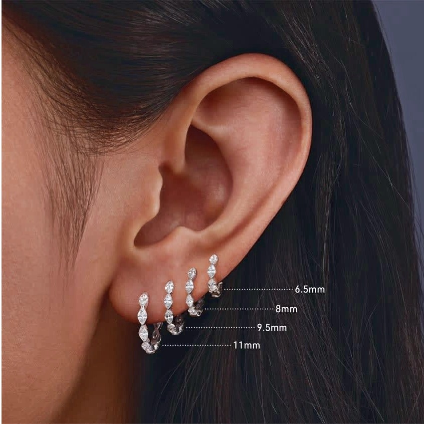 Set Diamond Marquise Hoop Earring