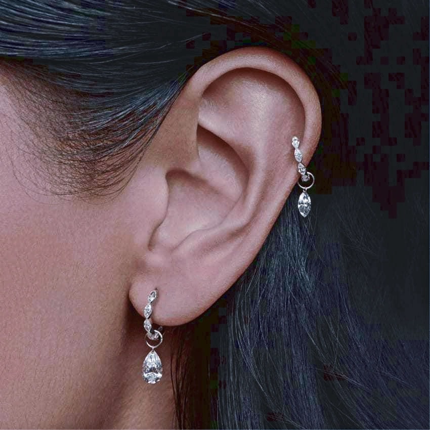Set Diamond Marquise Hoop Earring