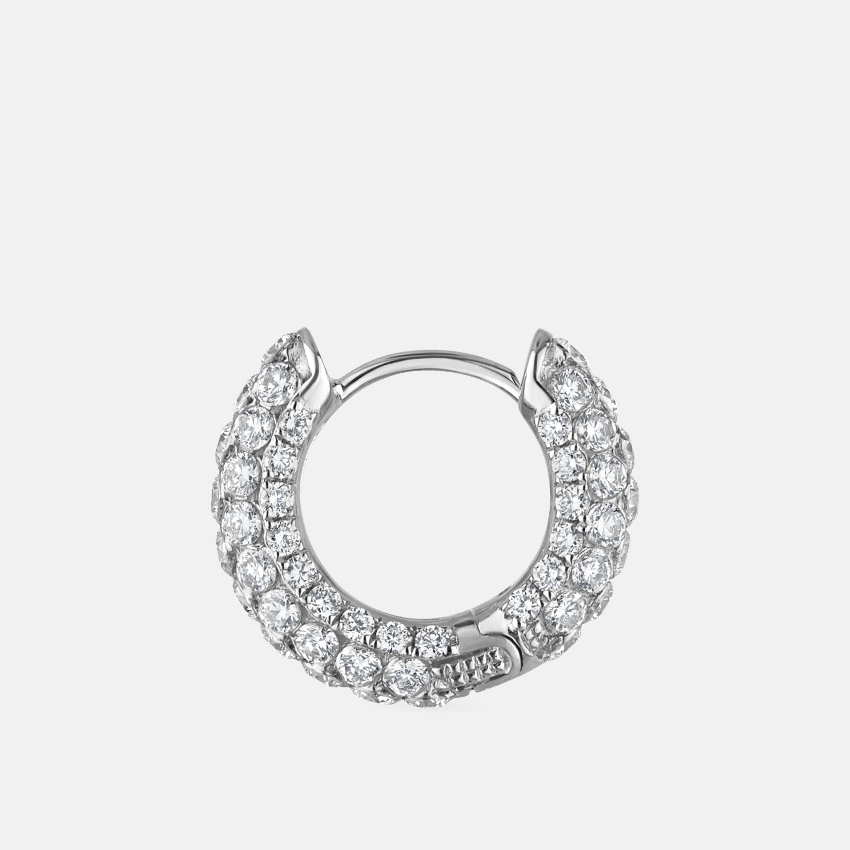  Set Diamond Three Row Hoop Earring