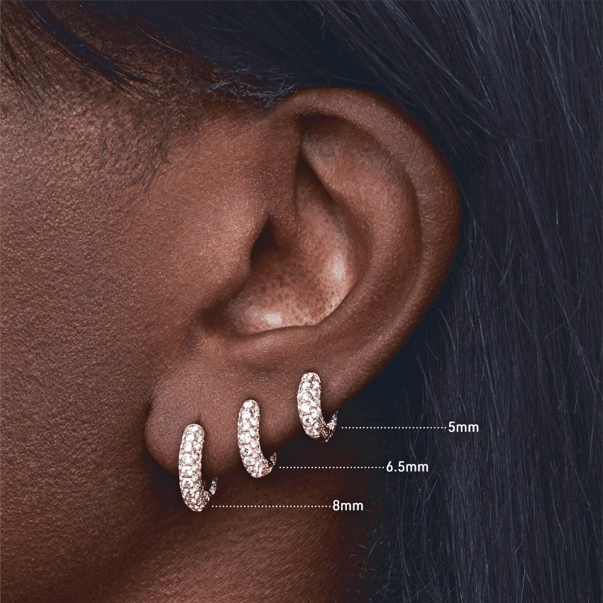 Set Diamond Three Row Hoop Earring