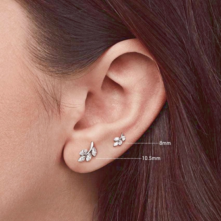Set Diamond Bright Leaf Stud Earring