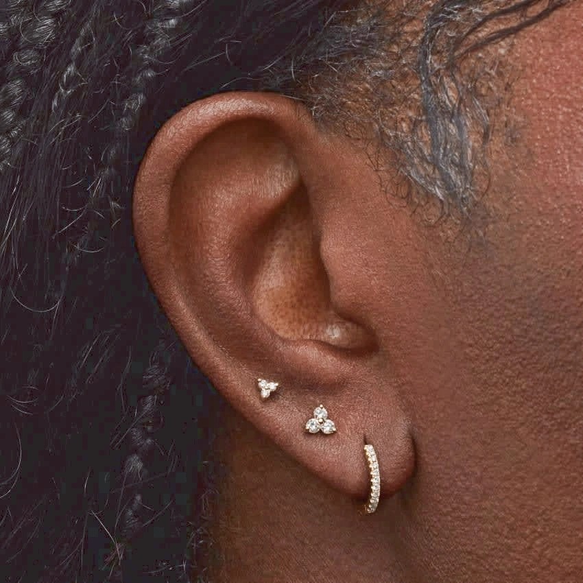 Diamond Trinity Flower Stud Earring