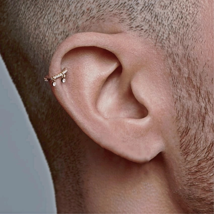 Diamond Double Dangle Hoop Earring