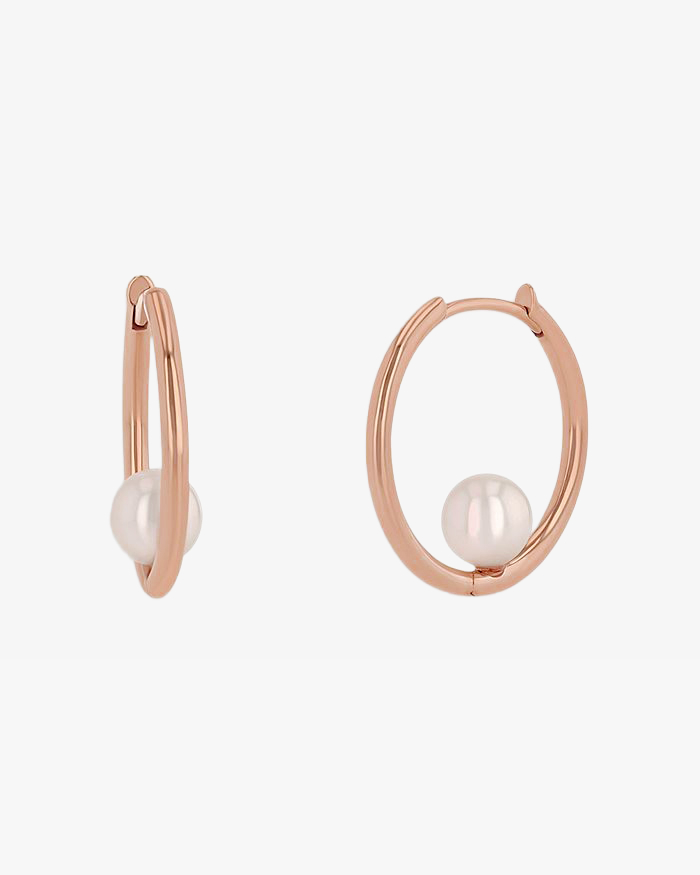 White Pearls Huggie Hoop Earrings