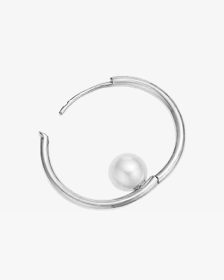 White Pearls Huggie Hoop Earrings