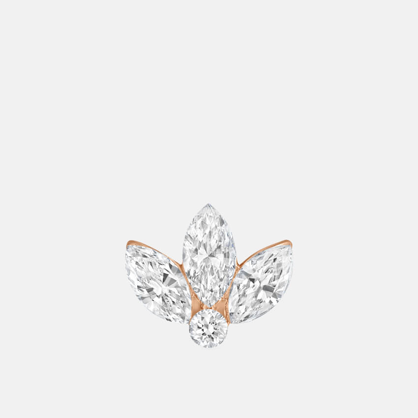 Set Diamond Lotus Stud Earrings