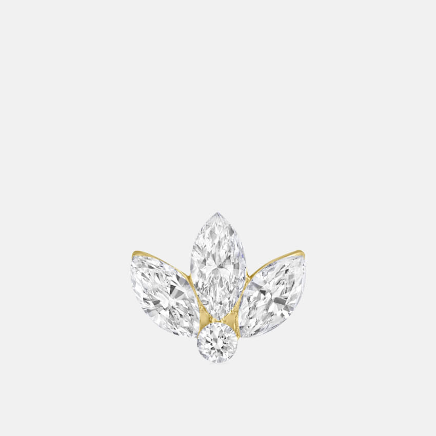 Set Diamond Lotus Stud Earrings