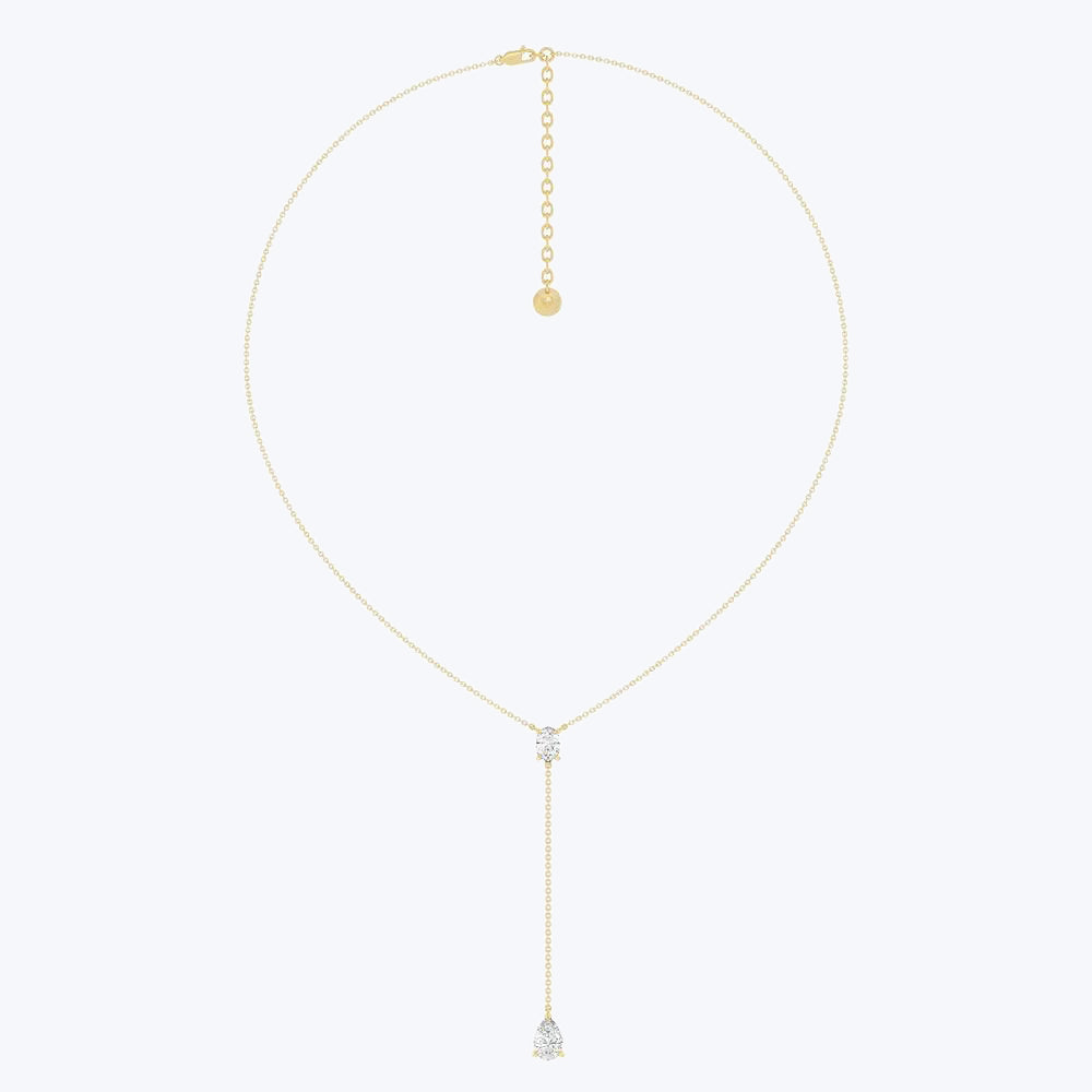 Oval and Teardrop Chain Lariat Necklace