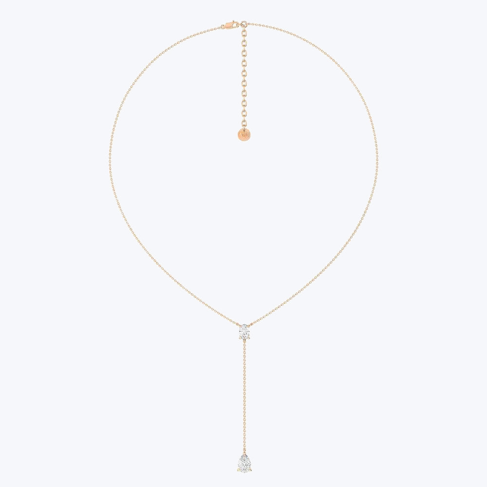 Oval and Teardrop Chain Lariat Necklace