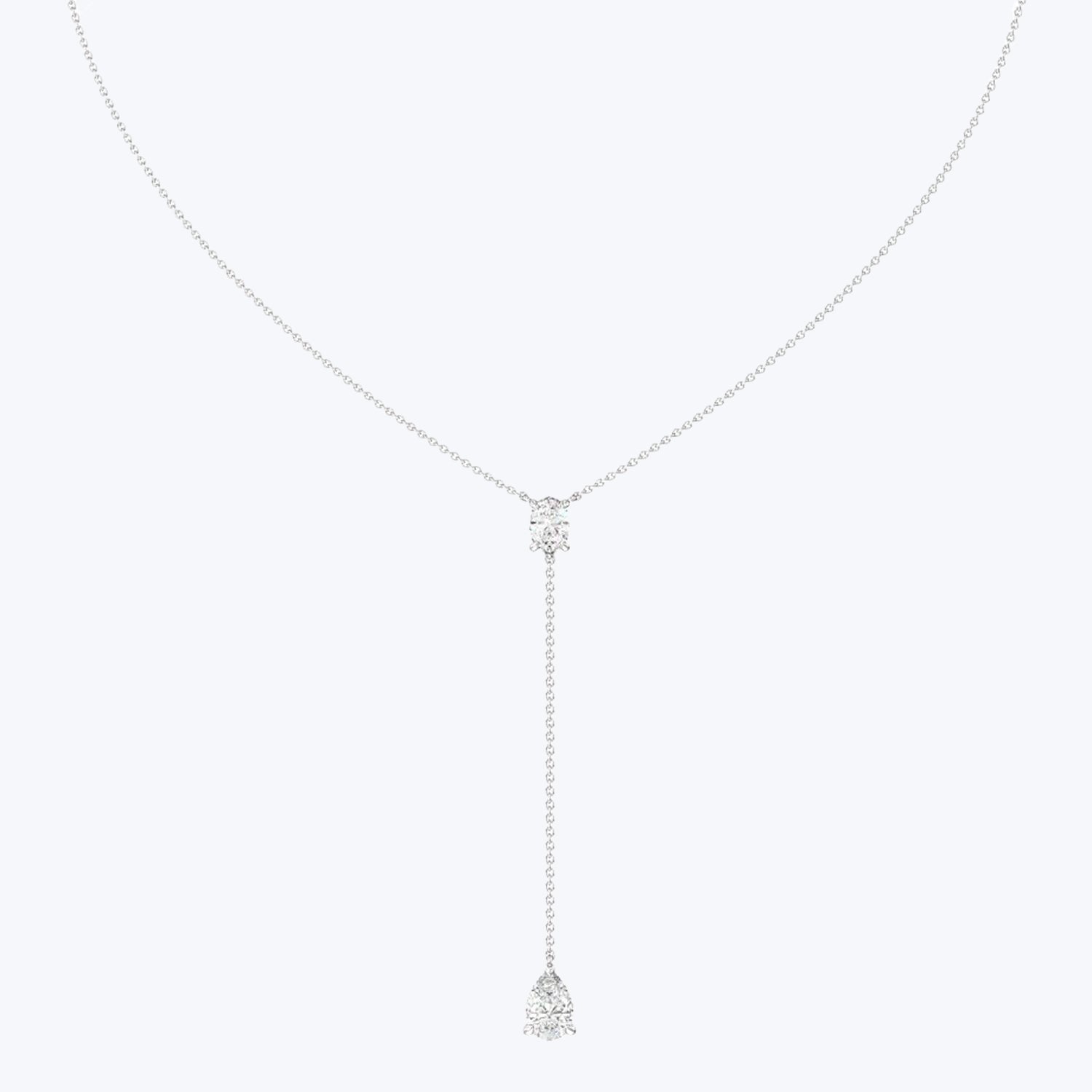 Oval and Teardrop Chain Lariat Necklace