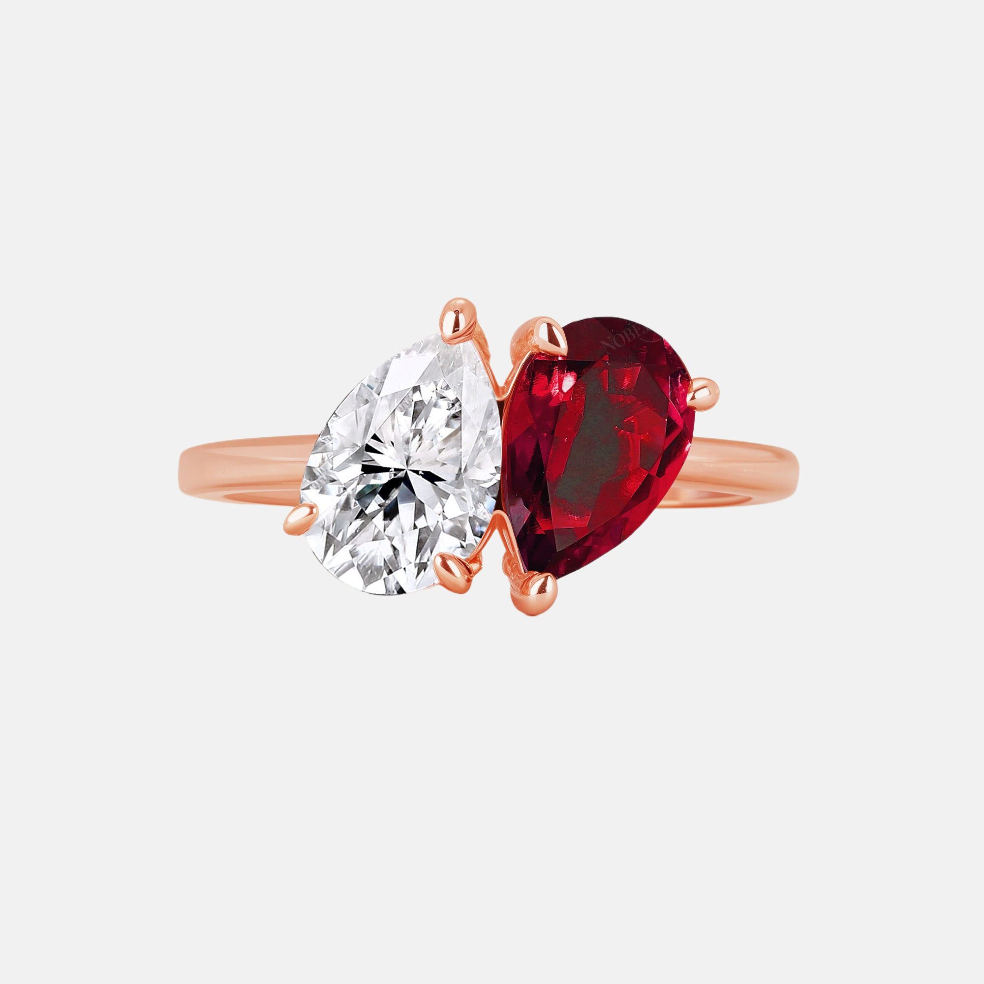 Pear Cut Diamond & Garnet Ring