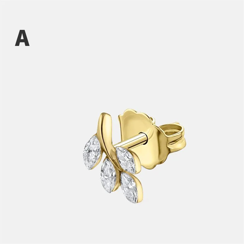 Set Diamond Bright Leaf Stud Earring