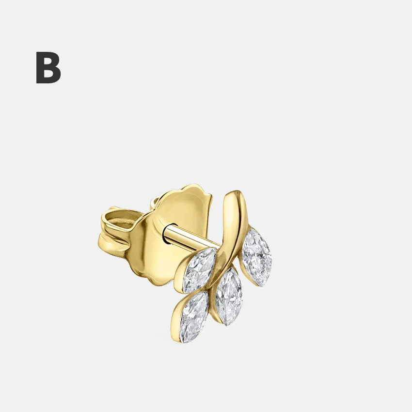 Set Diamond Bright Leaf Stud Earring