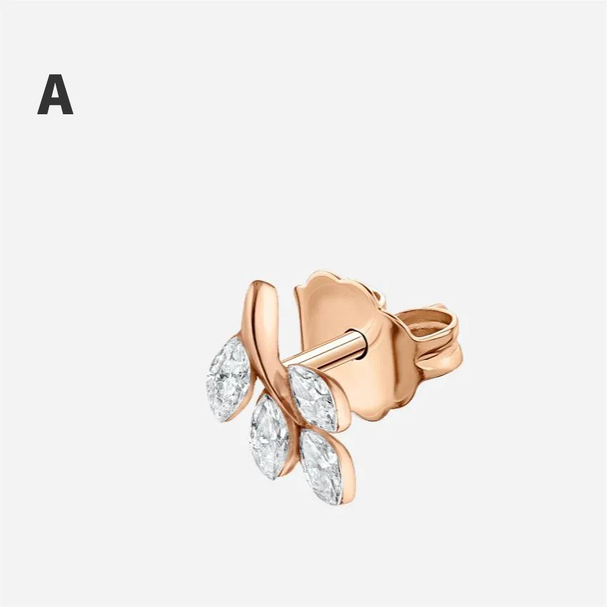 Set Diamond Bright Leaf Stud Earring