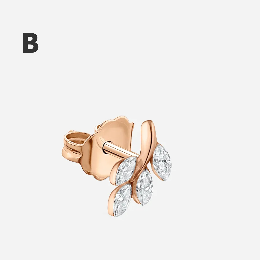Set Diamond Bright Leaf Stud Earring