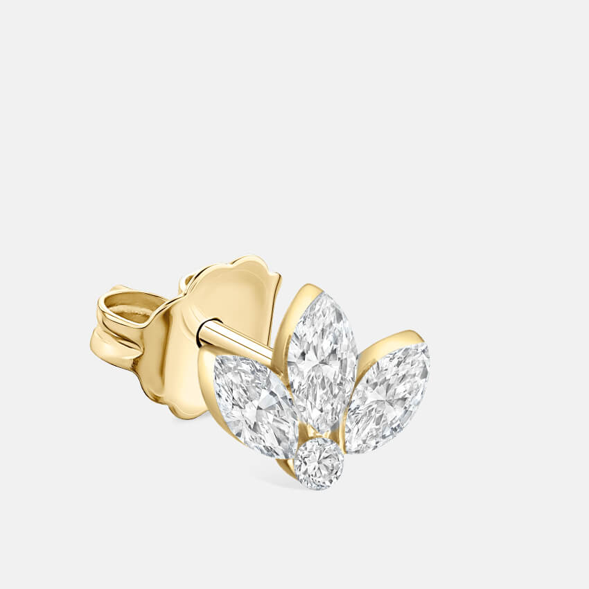 Set Diamond Lotus Stud Earrings