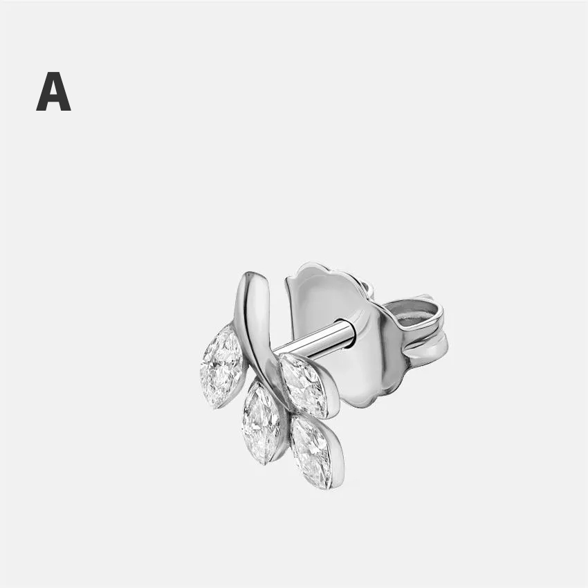 Set Diamond Bright Leaf Stud Earring