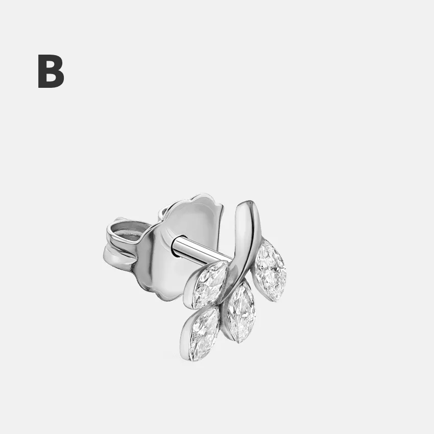 Set Diamond Bright Leaf Stud Earring