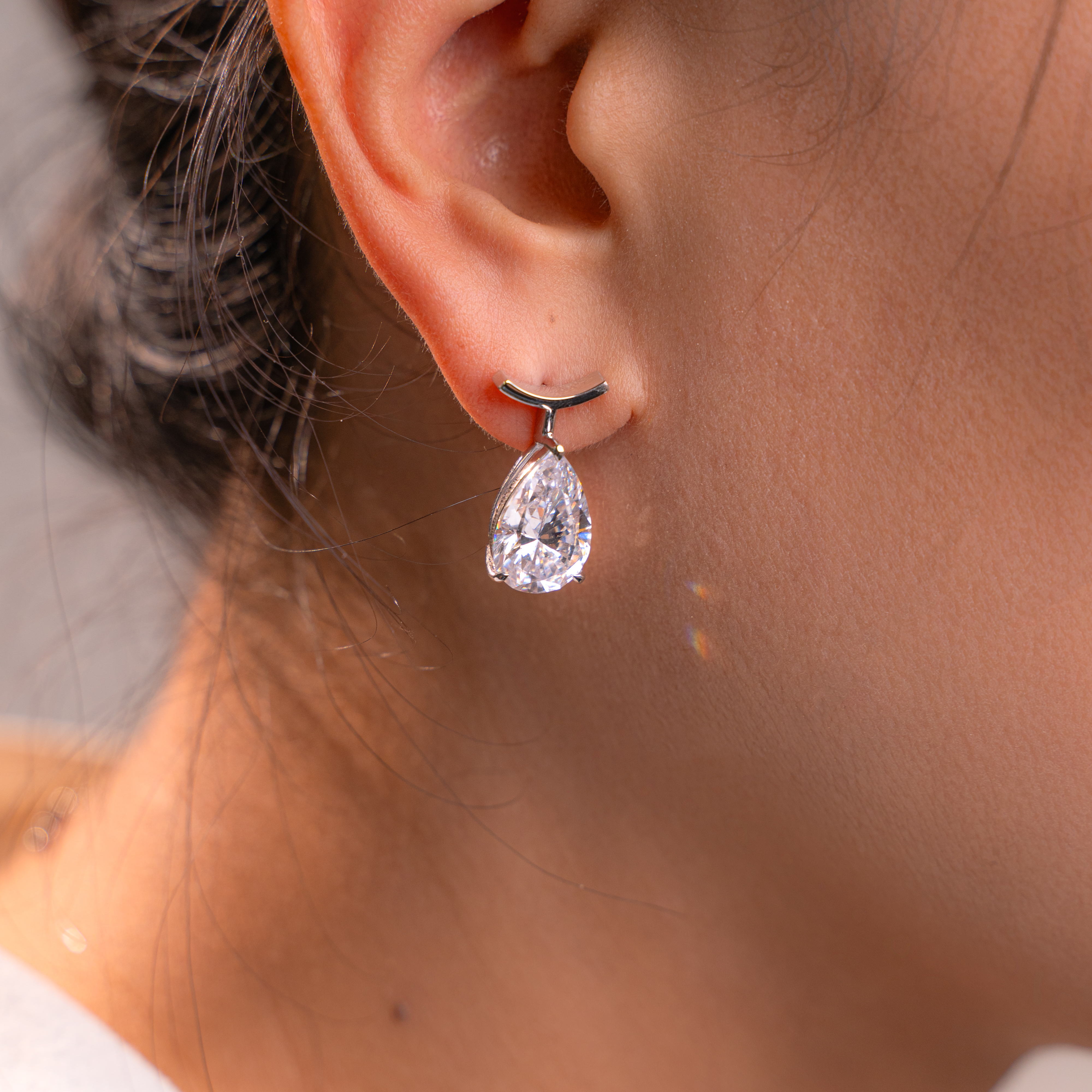  Smiley Face Pear Cut Diamond Stud Earrings