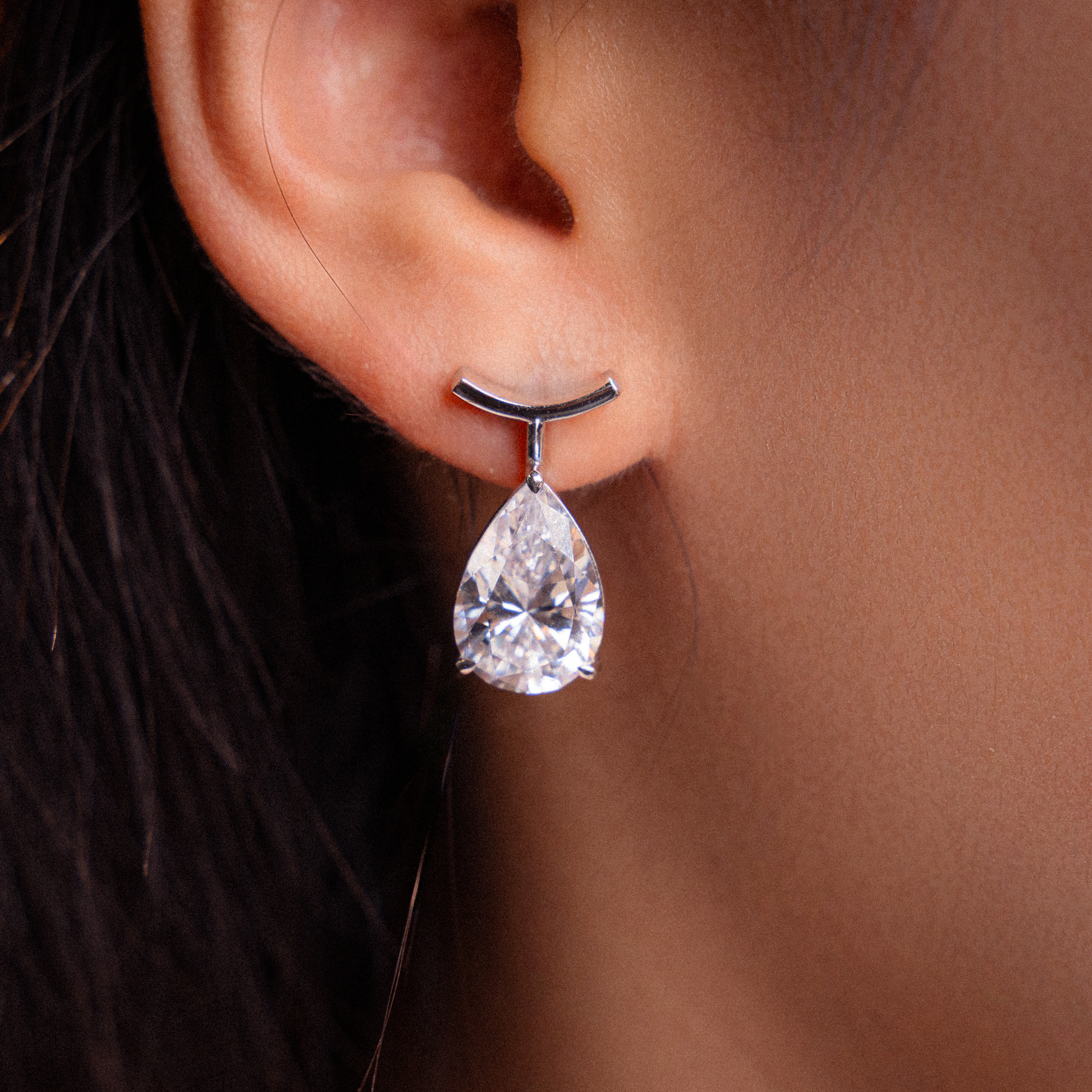  Smiley Face Pear Cut Diamond Stud Earrings