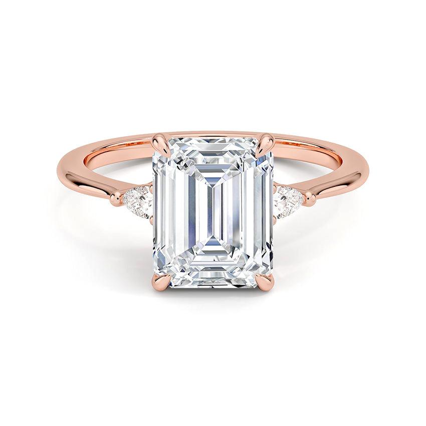 Emerald Cut Aria Three Stone Diamond Engagement Ring - Intou