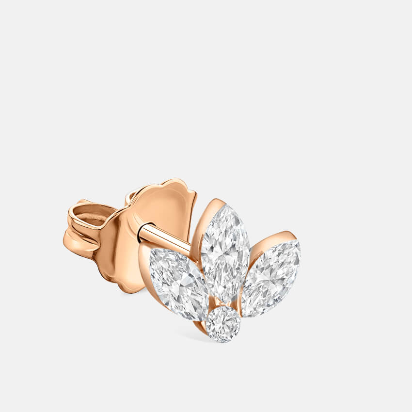 Set Diamond Lotus Stud Earrings