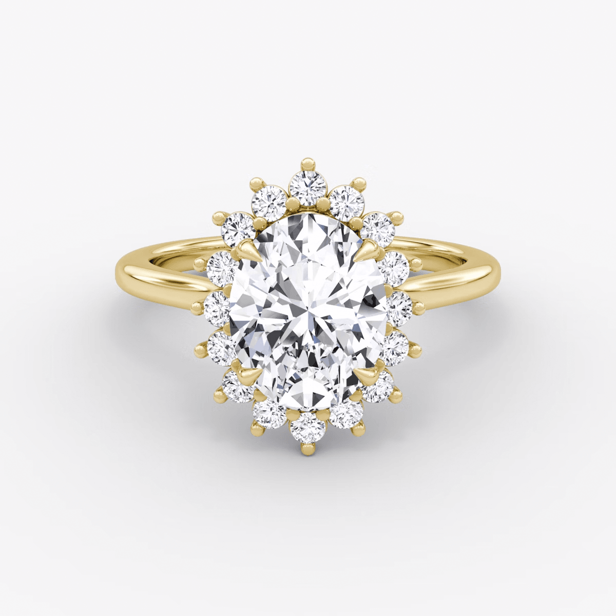 Floral Cathedral Oval Cut Halo Engagement Ring - Intou