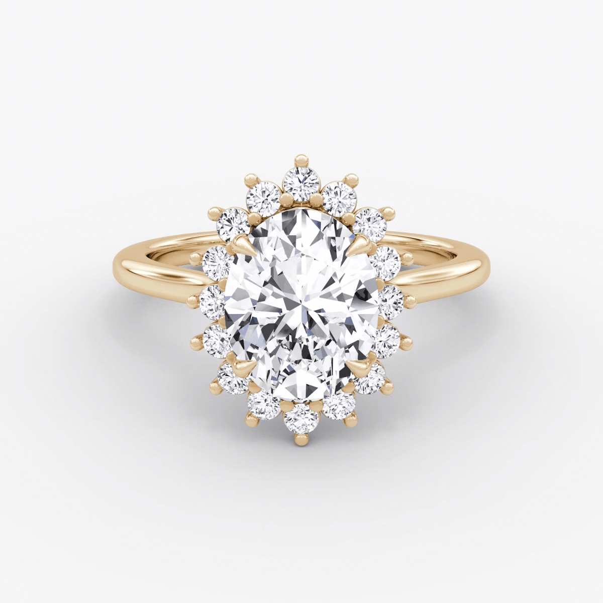 Floral Cathedral Oval Cut Halo Engagement Ring - Intou