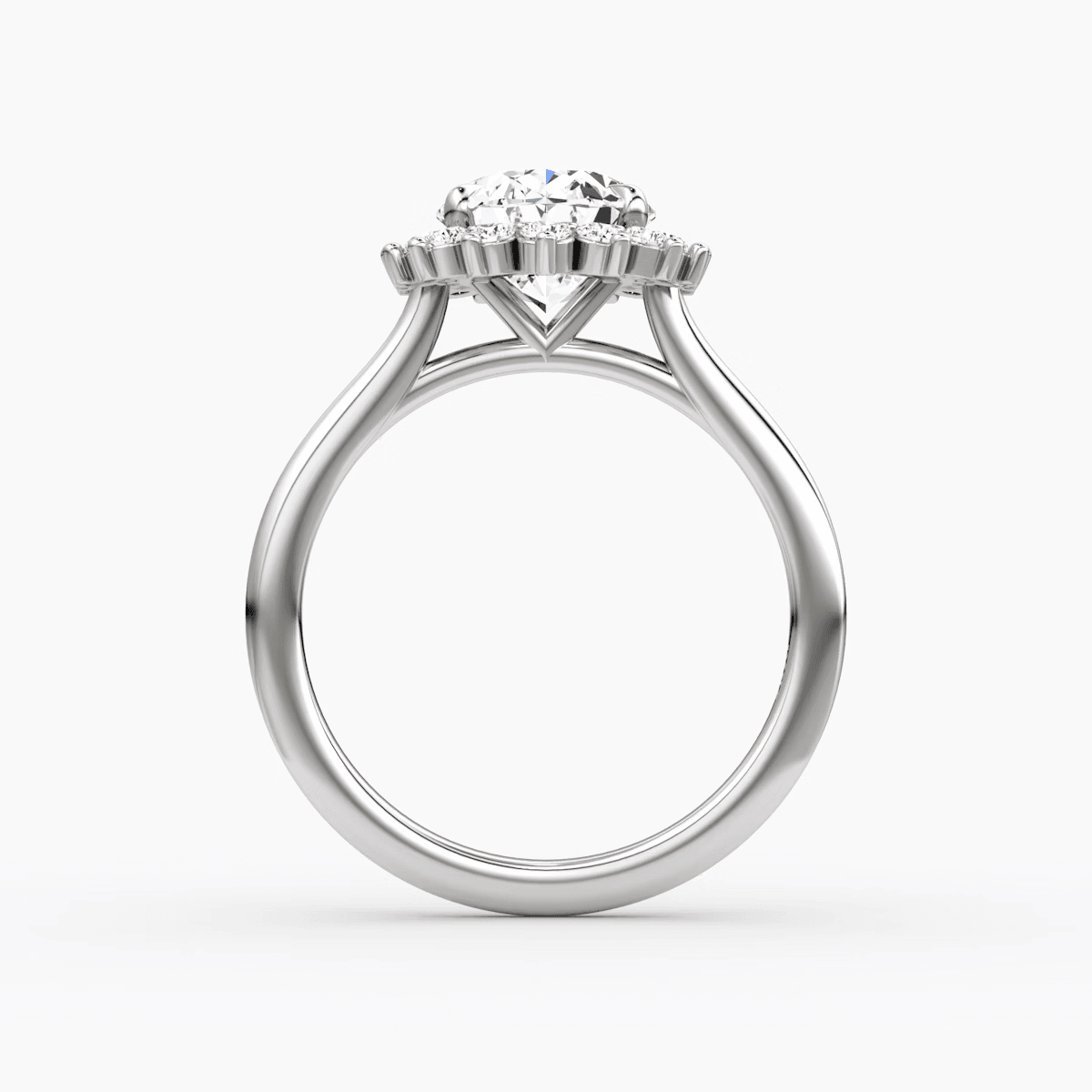 Floral Cathedral Oval Cut Halo Engagement Ring - Intou